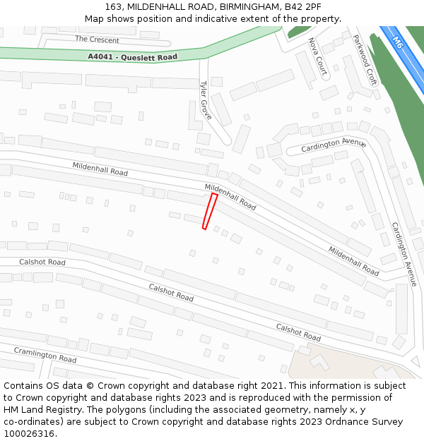 163, MILDENHALL ROAD, BIRMINGHAM, B42 2PF: Location map and indicative extent of plot