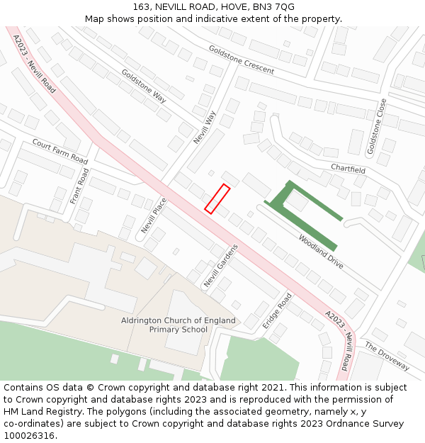 163, NEVILL ROAD, HOVE, BN3 7QG: Location map and indicative extent of plot