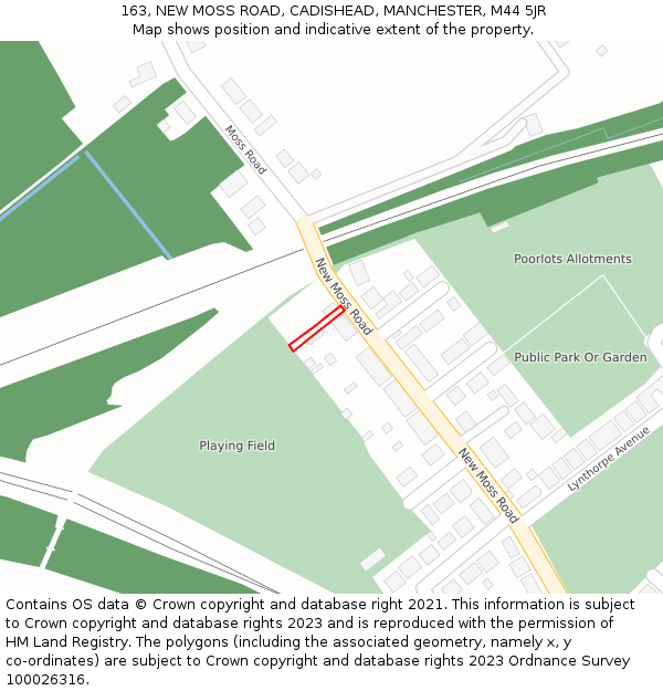 163, NEW MOSS ROAD, CADISHEAD, MANCHESTER, M44 5JR: Location map and indicative extent of plot