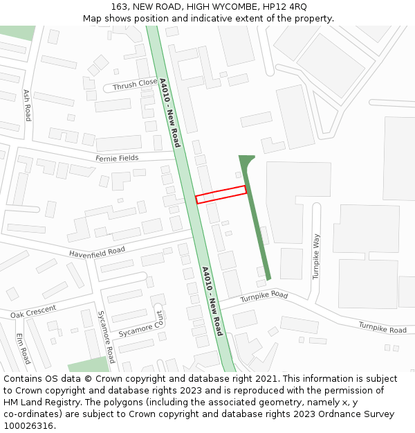 163, NEW ROAD, HIGH WYCOMBE, HP12 4RQ: Location map and indicative extent of plot