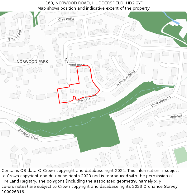 163, NORWOOD ROAD, HUDDERSFIELD, HD2 2YF: Location map and indicative extent of plot