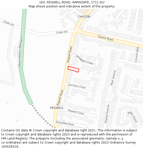 163, PEGWELL ROAD, RAMSGATE, CT11 0LY: Location map and indicative extent of plot