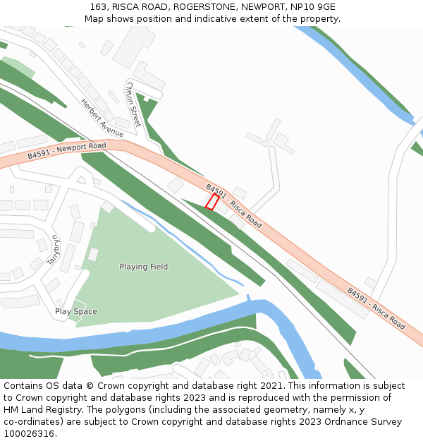 163, RISCA ROAD, ROGERSTONE, NEWPORT, NP10 9GE: Location map and indicative extent of plot