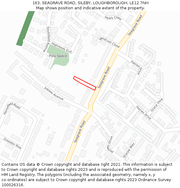 163, SEAGRAVE ROAD, SILEBY, LOUGHBOROUGH, LE12 7NH: Location map and indicative extent of plot