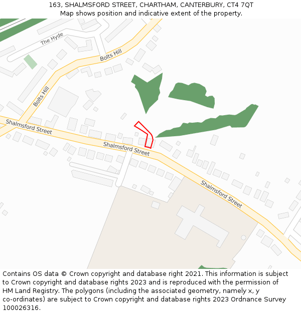 163, SHALMSFORD STREET, CHARTHAM, CANTERBURY, CT4 7QT: Location map and indicative extent of plot