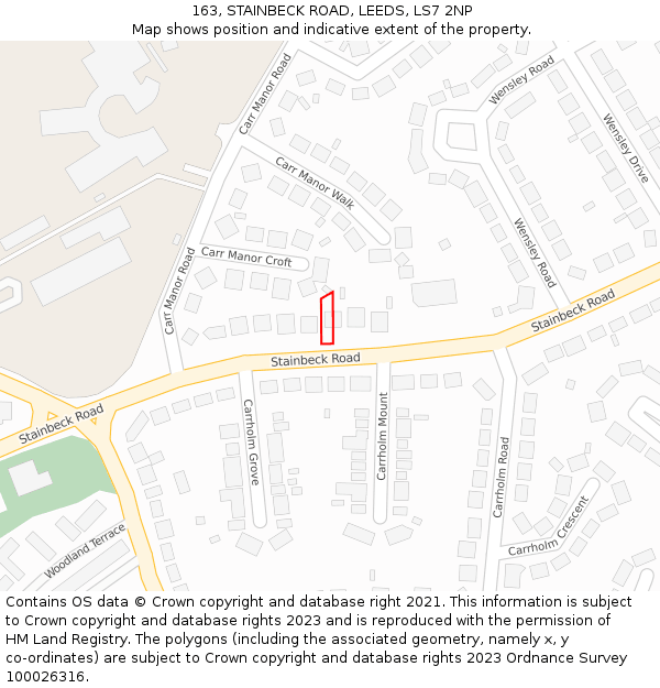 163, STAINBECK ROAD, LEEDS, LS7 2NP: Location map and indicative extent of plot