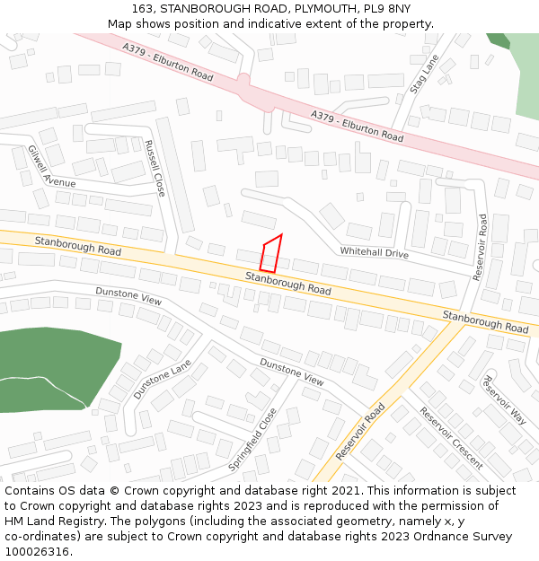 163, STANBOROUGH ROAD, PLYMOUTH, PL9 8NY: Location map and indicative extent of plot