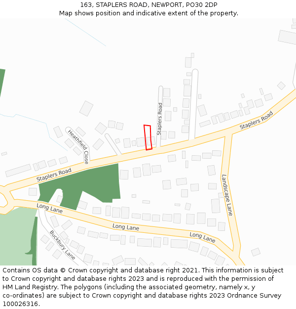 163, STAPLERS ROAD, NEWPORT, PO30 2DP: Location map and indicative extent of plot