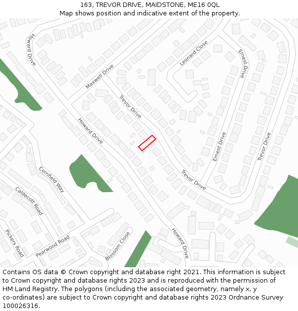 163, TREVOR DRIVE, MAIDSTONE, ME16 0QL: Location map and indicative extent of plot