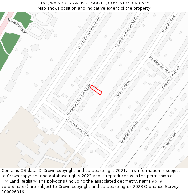 163, WAINBODY AVENUE SOUTH, COVENTRY, CV3 6BY: Location map and indicative extent of plot