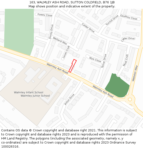 163, WALMLEY ASH ROAD, SUTTON COLDFIELD, B76 1JB: Location map and indicative extent of plot