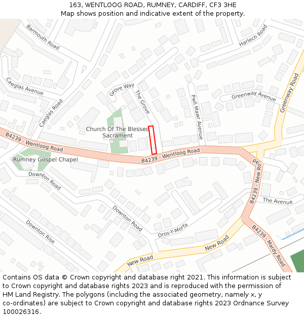 163, WENTLOOG ROAD, RUMNEY, CARDIFF, CF3 3HE: Location map and indicative extent of plot