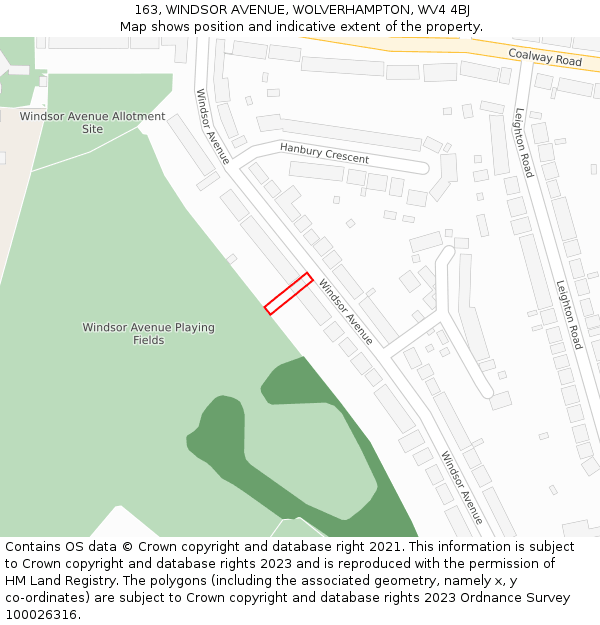 163, WINDSOR AVENUE, WOLVERHAMPTON, WV4 4BJ: Location map and indicative extent of plot