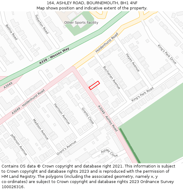 164, ASHLEY ROAD, BOURNEMOUTH, BH1 4NF: Location map and indicative extent of plot