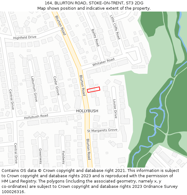 164, BLURTON ROAD, STOKE-ON-TRENT, ST3 2DG: Location map and indicative extent of plot