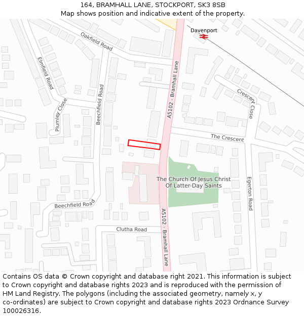 164, BRAMHALL LANE, STOCKPORT, SK3 8SB: Location map and indicative extent of plot