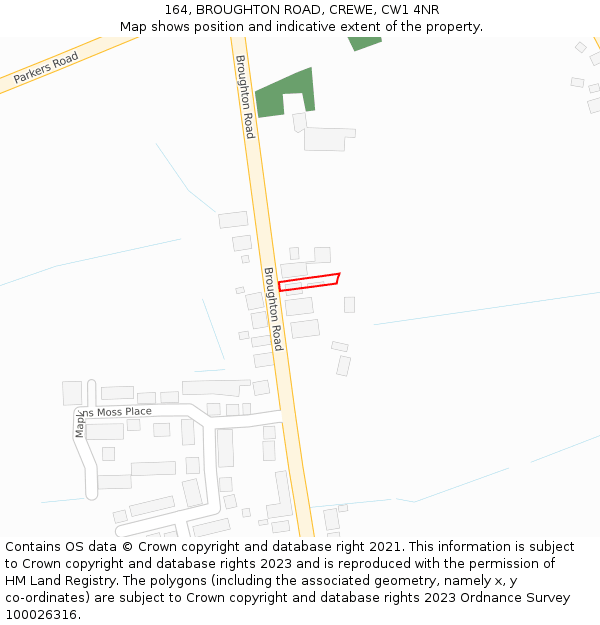 164, BROUGHTON ROAD, CREWE, CW1 4NR: Location map and indicative extent of plot