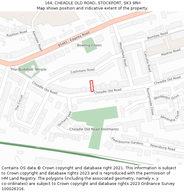 164, CHEADLE OLD ROAD, STOCKPORT, SK3 9RH: Location map and indicative extent of plot