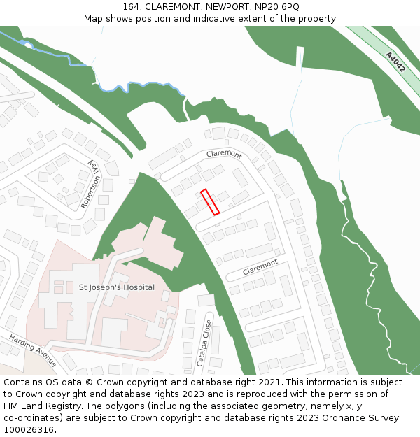 164, CLAREMONT, NEWPORT, NP20 6PQ: Location map and indicative extent of plot