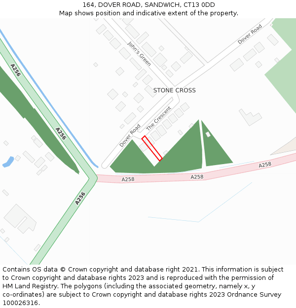 164, DOVER ROAD, SANDWICH, CT13 0DD: Location map and indicative extent of plot