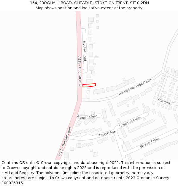 164, FROGHALL ROAD, CHEADLE, STOKE-ON-TRENT, ST10 2DN: Location map and indicative extent of plot