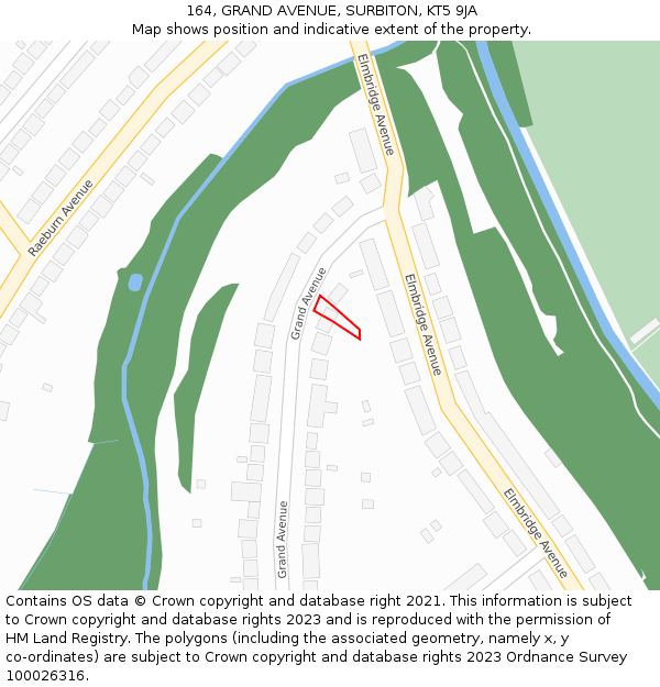 164, GRAND AVENUE, SURBITON, KT5 9JA: Location map and indicative extent of plot