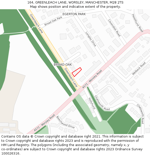 164, GREENLEACH LANE, WORSLEY, MANCHESTER, M28 2TS: Location map and indicative extent of plot