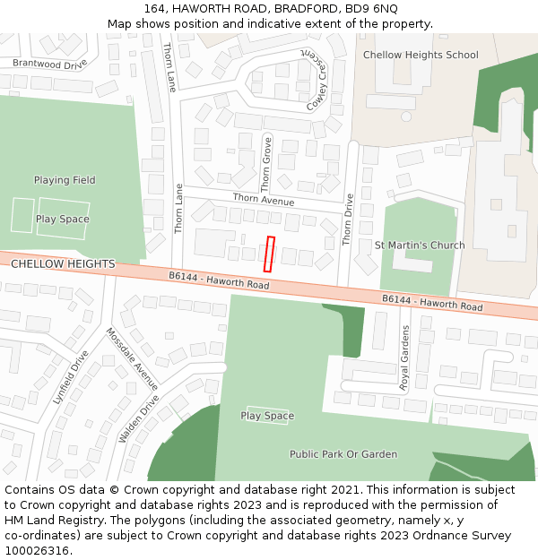 164, HAWORTH ROAD, BRADFORD, BD9 6NQ: Location map and indicative extent of plot