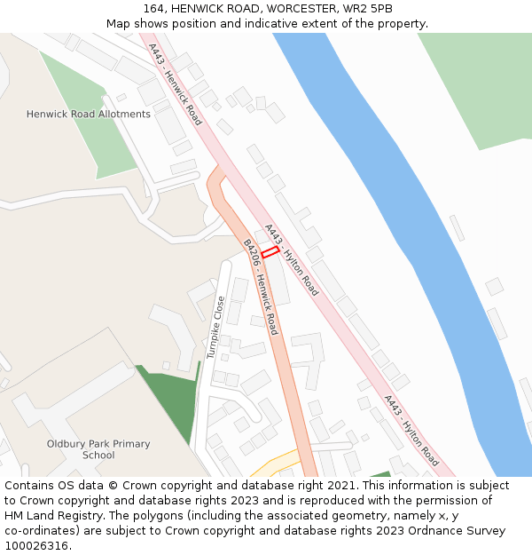 164, HENWICK ROAD, WORCESTER, WR2 5PB: Location map and indicative extent of plot