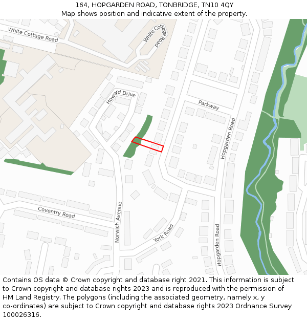 164, HOPGARDEN ROAD, TONBRIDGE, TN10 4QY: Location map and indicative extent of plot