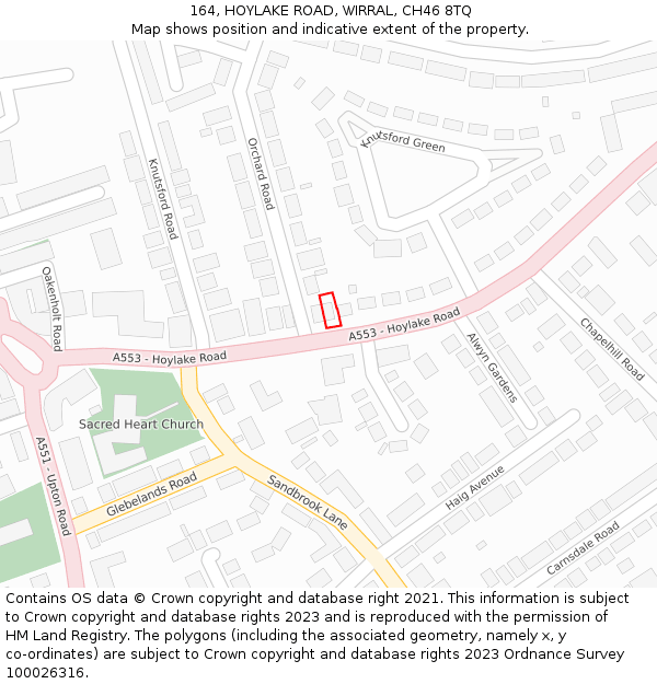 164, HOYLAKE ROAD, WIRRAL, CH46 8TQ: Location map and indicative extent of plot