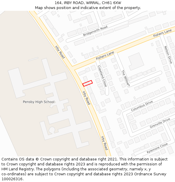 164, IRBY ROAD, WIRRAL, CH61 6XW: Location map and indicative extent of plot