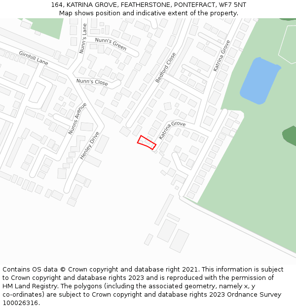 164, KATRINA GROVE, FEATHERSTONE, PONTEFRACT, WF7 5NT: Location map and indicative extent of plot