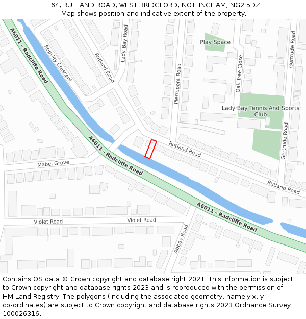 164, RUTLAND ROAD, WEST BRIDGFORD, NOTTINGHAM, NG2 5DZ: Location map and indicative extent of plot