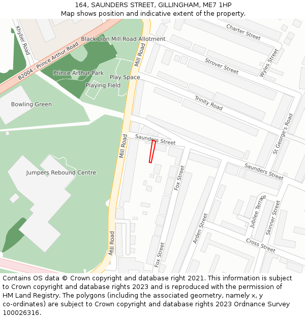 164, SAUNDERS STREET, GILLINGHAM, ME7 1HP: Location map and indicative extent of plot