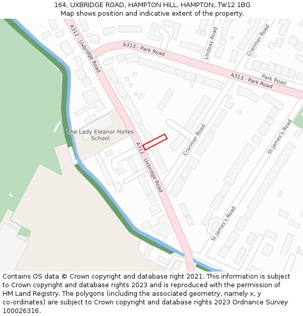 164, UXBRIDGE ROAD, HAMPTON HILL, HAMPTON, TW12 1BG: Location map and indicative extent of plot