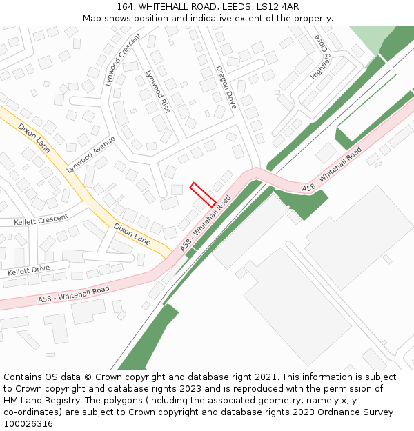 164, WHITEHALL ROAD, LEEDS, LS12 4AR: Location map and indicative extent of plot