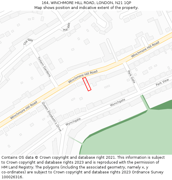 164, WINCHMORE HILL ROAD, LONDON, N21 1QP: Location map and indicative extent of plot