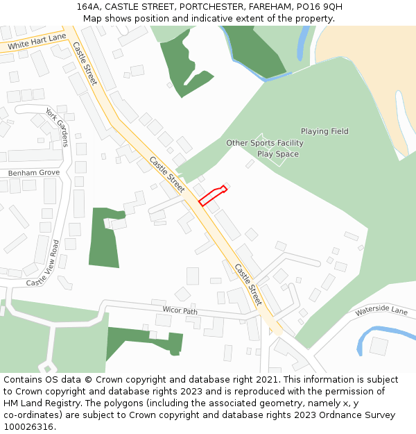 164A, CASTLE STREET, PORTCHESTER, FAREHAM, PO16 9QH: Location map and indicative extent of plot