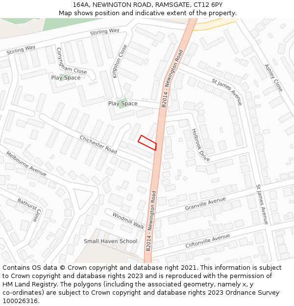 164A, NEWINGTON ROAD, RAMSGATE, CT12 6PY: Location map and indicative extent of plot