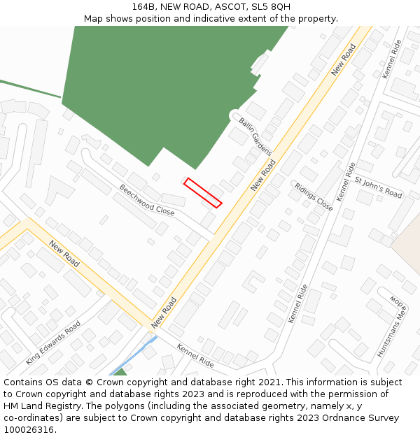 164B, NEW ROAD, ASCOT, SL5 8QH: Location map and indicative extent of plot