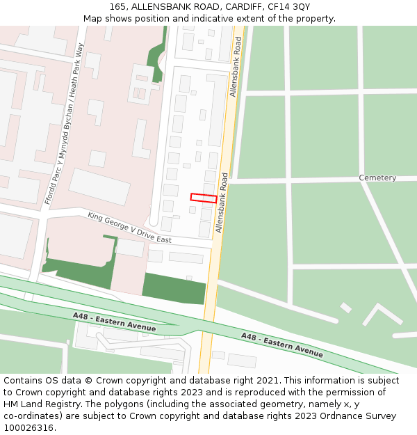 165, ALLENSBANK ROAD, CARDIFF, CF14 3QY: Location map and indicative extent of plot