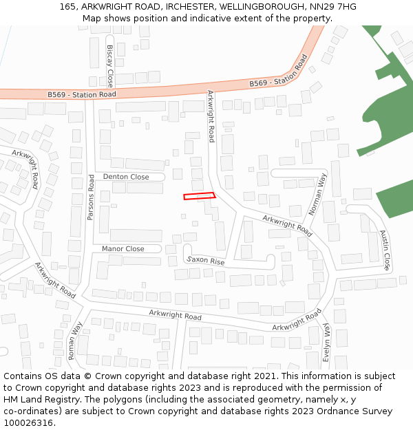 165, ARKWRIGHT ROAD, IRCHESTER, WELLINGBOROUGH, NN29 7HG: Location map and indicative extent of plot