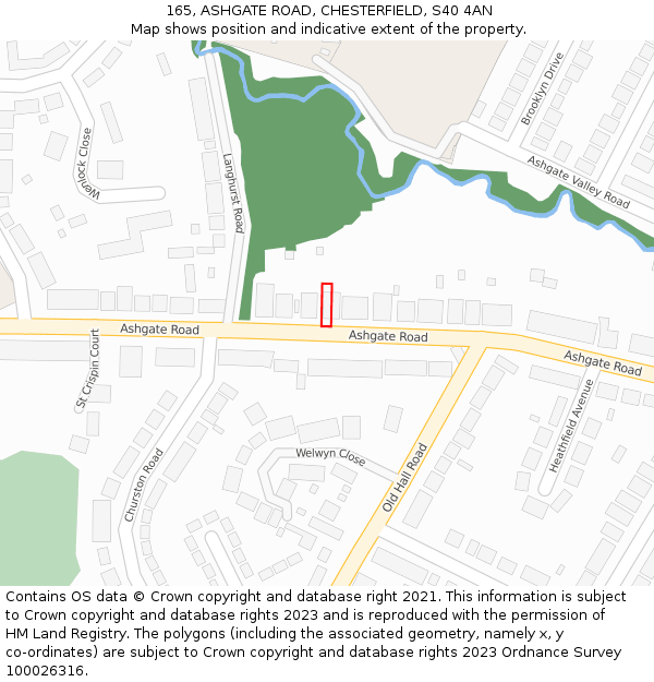 165, ASHGATE ROAD, CHESTERFIELD, S40 4AN: Location map and indicative extent of plot