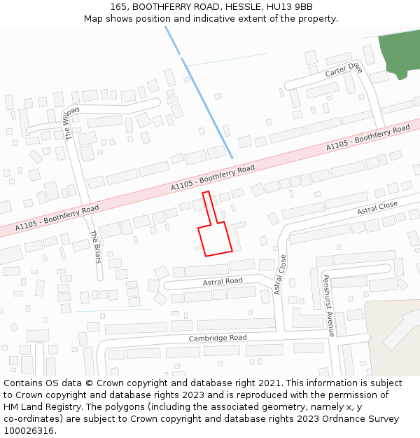 165, BOOTHFERRY ROAD, HESSLE, HU13 9BB: Location map and indicative extent of plot