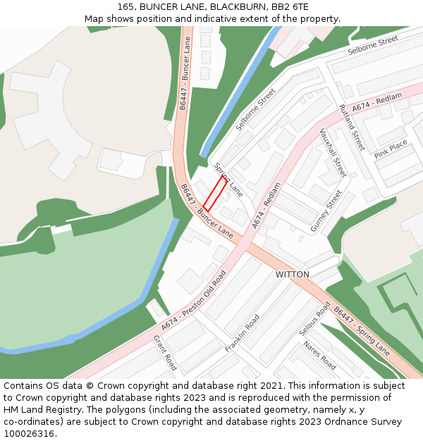 165, BUNCER LANE, BLACKBURN, BB2 6TE: Location map and indicative extent of plot