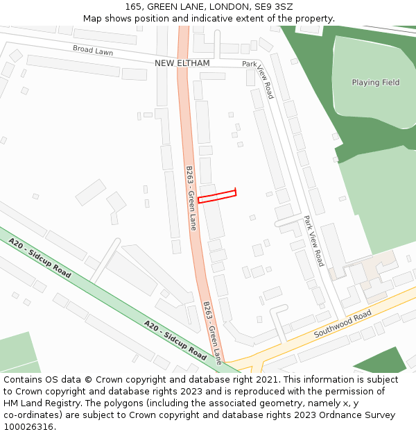 165, GREEN LANE, LONDON, SE9 3SZ: Location map and indicative extent of plot