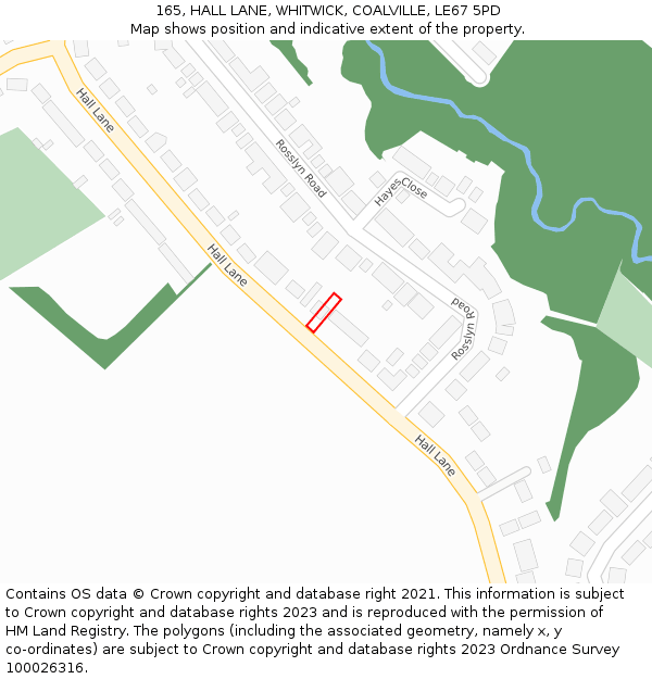 165, HALL LANE, WHITWICK, COALVILLE, LE67 5PD: Location map and indicative extent of plot