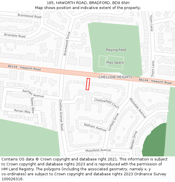 165, HAWORTH ROAD, BRADFORD, BD9 6NH: Location map and indicative extent of plot