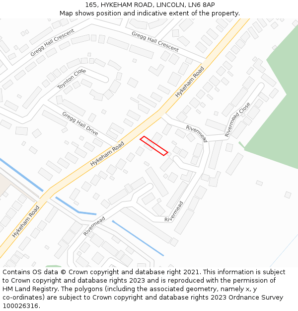 165, HYKEHAM ROAD, LINCOLN, LN6 8AP: Location map and indicative extent of plot